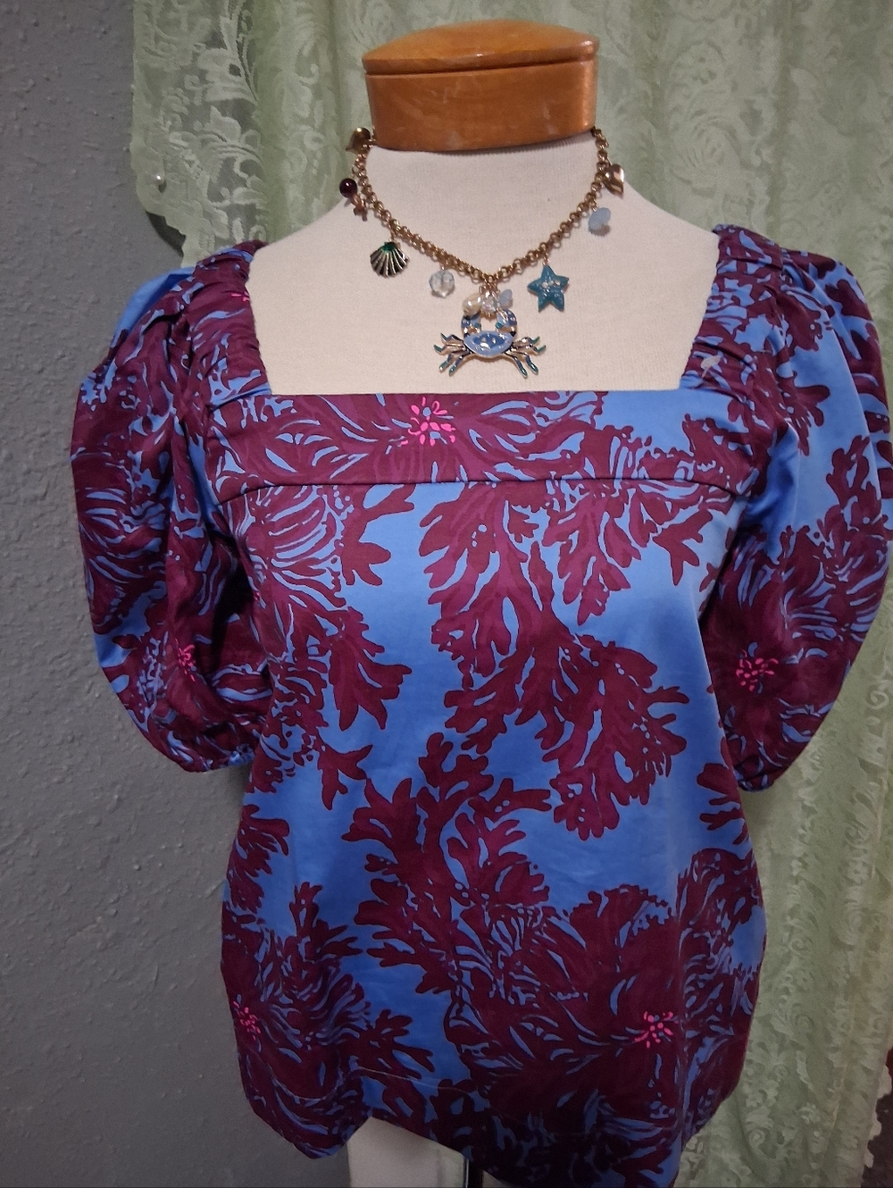 Lilly Pulitzer Blue and Purple Floral Blouse